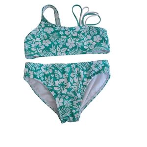 Tropical Green Floral Kids Bikini Wonder Nation Size 10